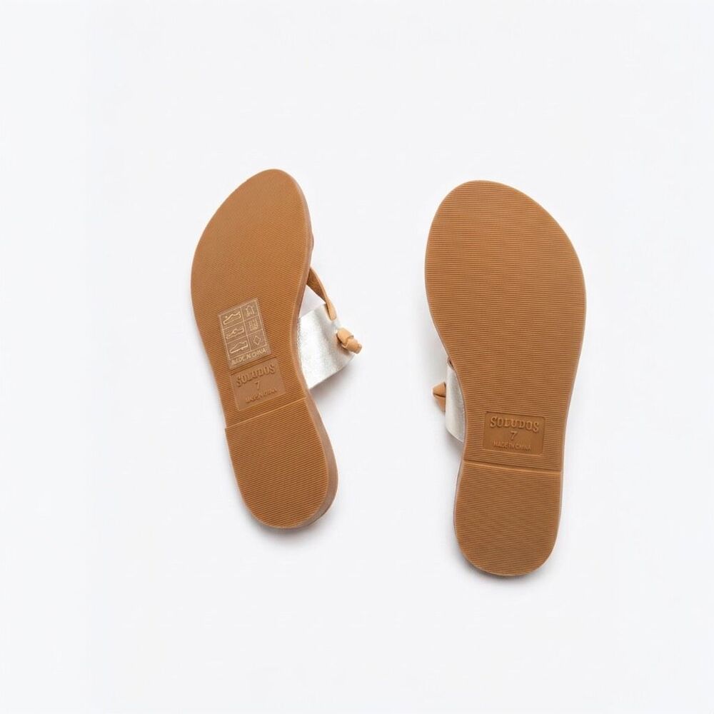 Soludos Metallic Leather Sandals Size 7 Gold Tan Slip-On NWT - Picture 6 of 6